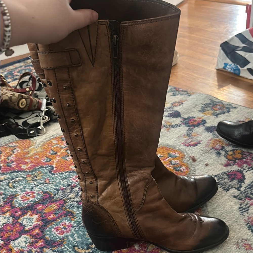 Arturo Chiang Brown Leather Knee-High Boots size 10